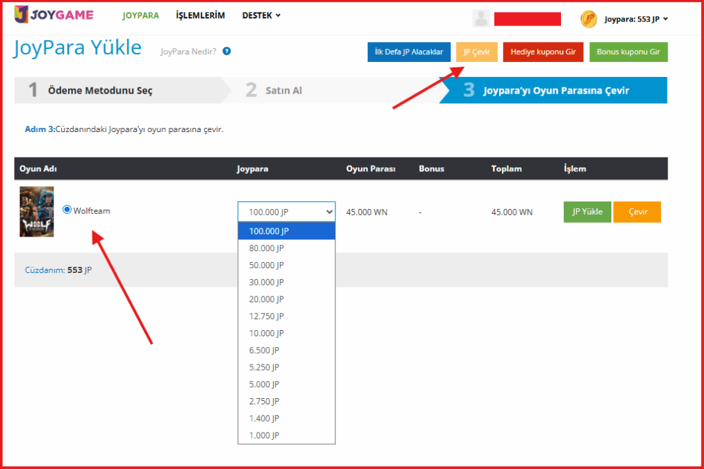 JoyGame JoyMoney and WolfTeam Cash Guide Step 2