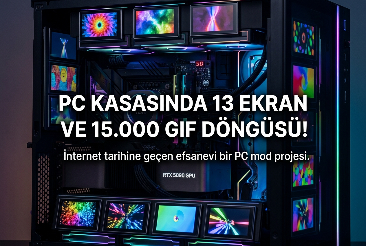 PC Kasasına 13 Ekran Sığdıran Oyuncu, 15.000 GIF Döngüsüyle İnternet Tarihine Geçti