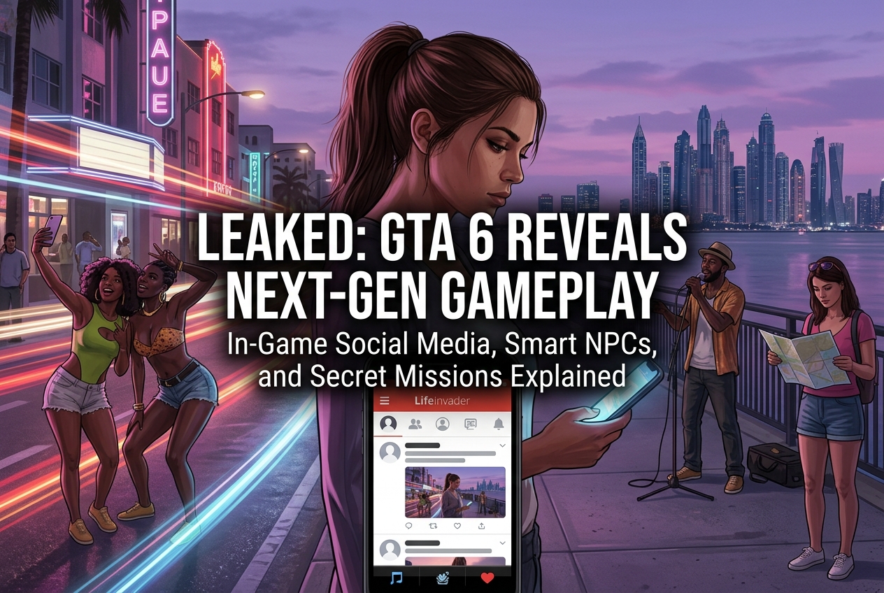 GTA 6 Gameplay Leak: In-Game Social Media, AI-Driven NPCs, and Secret Missions Explained