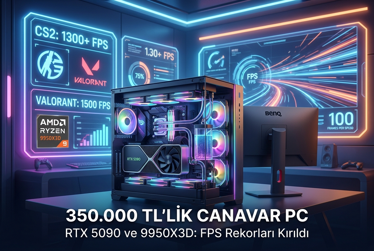 350.000 TL'lik Canavar PC: RTX 5090 ve 9950X3D ile CS2'de 1300 FPS, Valorant'ta 1500 FPS