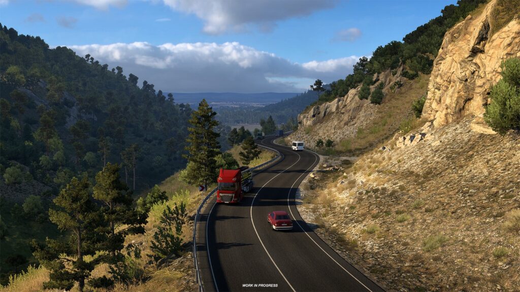 Work-in-progress Euro Truck Simulator 2 Soul of Anatolia screenshot of a truck on a winding mountain road